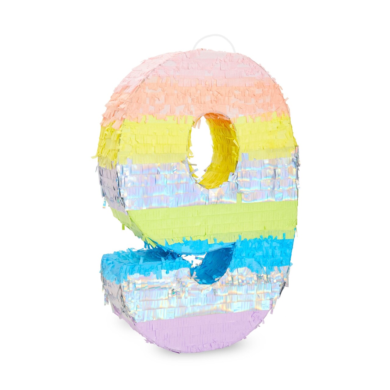 Large Number 9 Pinata for 9th Birthday Party Decorations (Rainbow Pastel, 21 x 14.5 x 4 In)